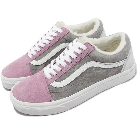 Unworn Vans Old Skool Suede Sherpa Pink Grey - Picture 2 of 16